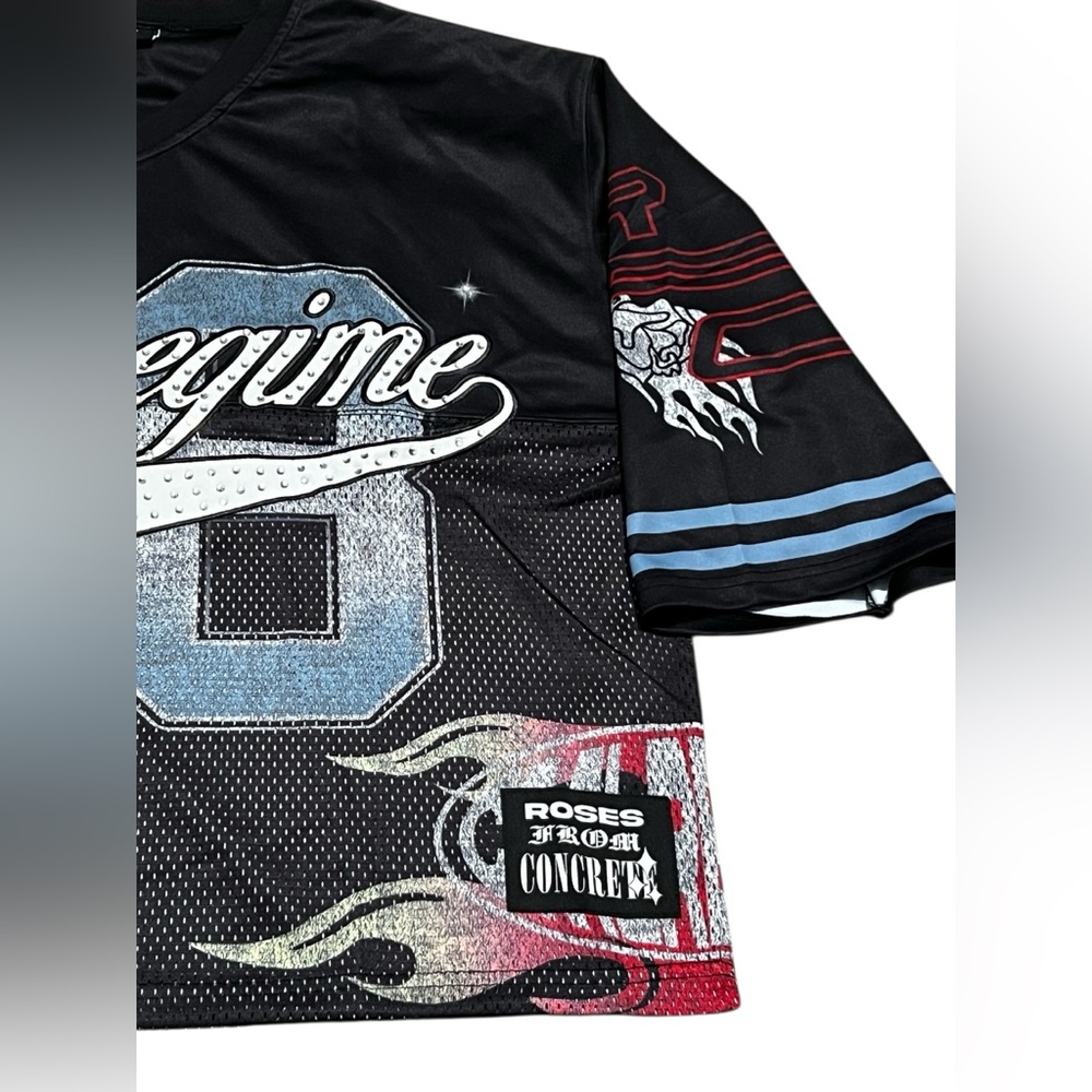 Civil Regime Our Team Football Men's Jersey Black Boxy Crop Crystal Size medium - Picture 3 of 16